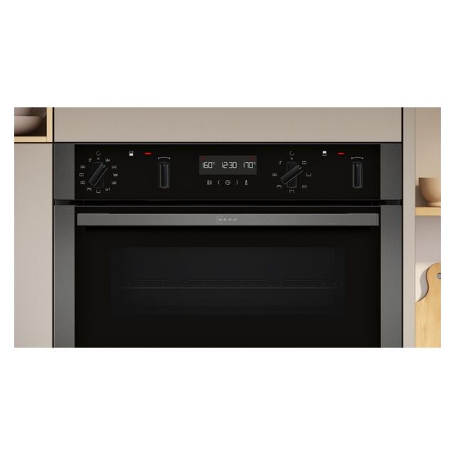 Neff U2ACH7AG7B CircoTherm Main oven, 8 functions, 2nd oven 4 functions. Electronic, LCD display and