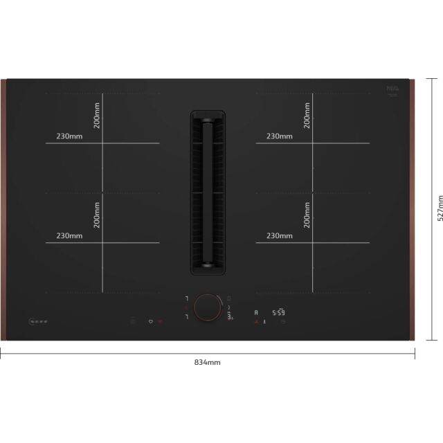Neff V68YYX4B0 Flex Design, 80cm Venting Hob, 2 x Flex + Ventilation, Matt Black Design glass, Twist