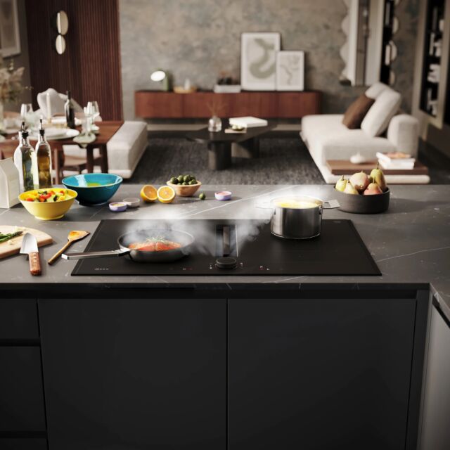 Neff V68YYX4B0 Flex Design, 80cm Venting Hob, 2 x Flex + Ventilation, Matt Black Design glass, Twist