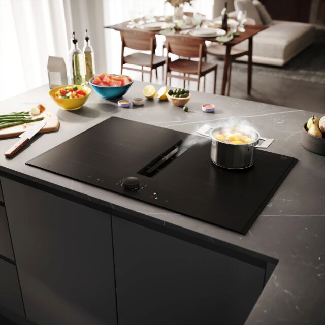 Neff V68YYX4B0 Flex Design, 80cm Venting Hob, 2 x Flex + Ventilation, Matt Black Design glass, Twist