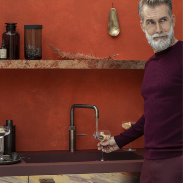 Quooker FNSPTB Tap Fusion Square patinated brass