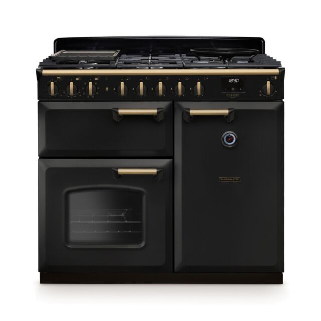 Rangemaster CLDL100DFPCBL/AB1 18296 CLASSIC DLX 100 DF CHRCL BLCK AB GB/IE