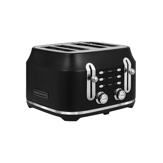 Rangemaster RMCL4S304 BK 4-Slice Long Slot Toaster, variable browning controls, high-lift function, 