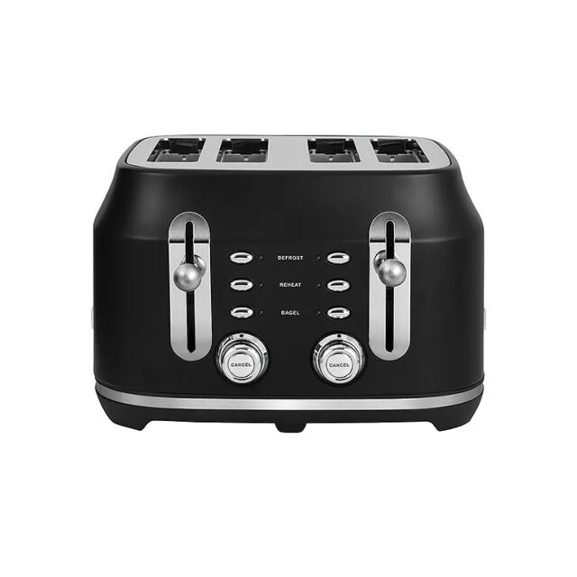 Rangemaster RMCL4S304 BK 4-Slice Long Slot Toaster, variable browning controls, high-lift function, 