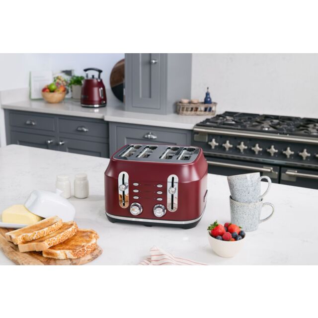 Rangemaster RMCL4S304 BU 4-Slice Long Slot Toaster, variable browning controls, high-lift function,