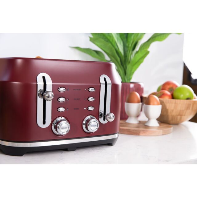 Rangemaster RMCL4S304 BU 4-Slice Long Slot Toaster, variable browning controls, high-lift function,