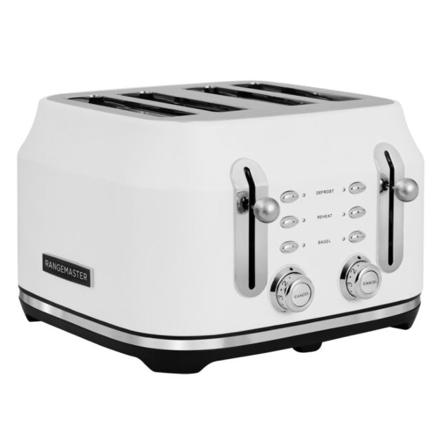 Rangemaster RMCL4S304 WH 4-Slice Long Slot Toaster, variable browning controls, high-lift function,