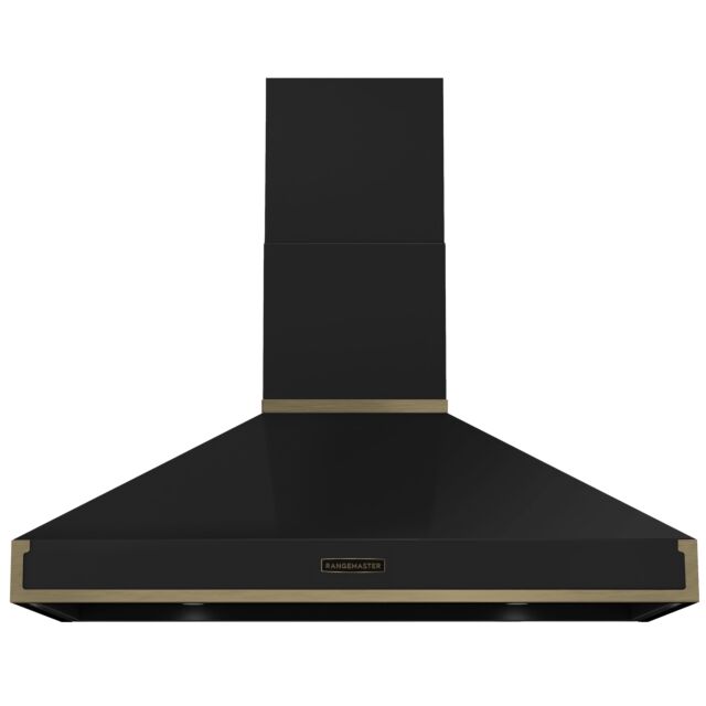Rangemaster RPREHD110PCBL/AB1 Prestige Hood 110cm Chrcl Blk /A.Brass