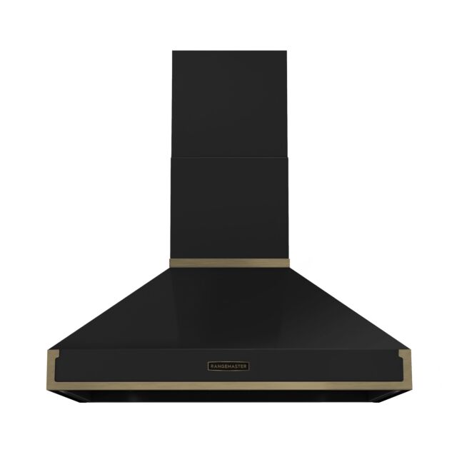 Rangemaster RPREHD90PCBL/AB1 Prestige Hood 90cm Chrcl Blk / A.Brass