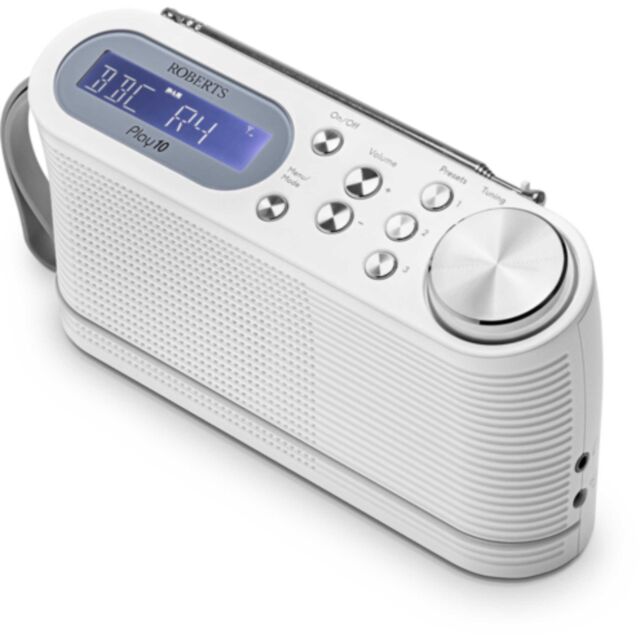 Roberts PLAY10W DAB/DAB+/FM RDS compact digital portable radio in White 