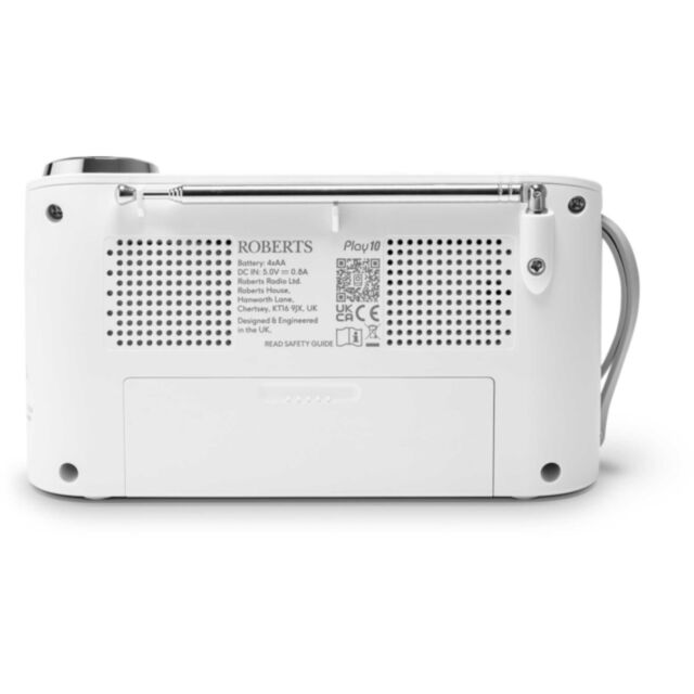 Roberts PLAY10W DAB/DAB+/FM RDS compact digital portable radio in White 