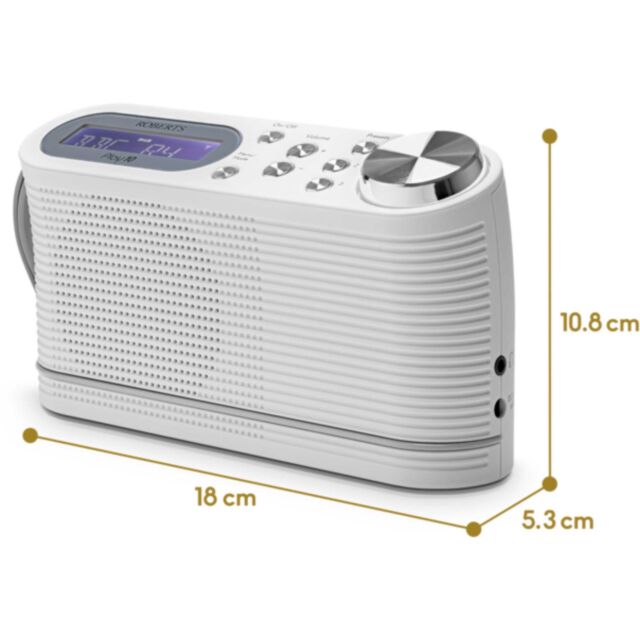 Roberts PLAY10W DAB/DAB+/FM RDS compact digital portable radio in White 