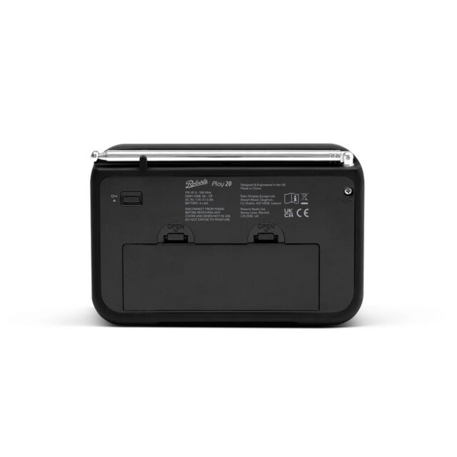 Roberts PLAY20BK DAB / Dab+ / FM RDS Radio/ TFT Colour Display Bt, Built-In Battery Charger 
