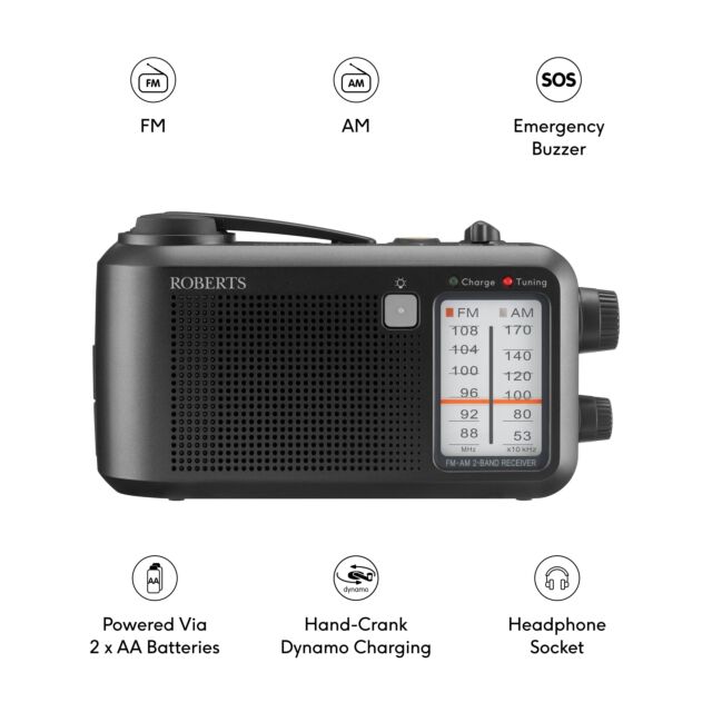 Roberts Radio R9957S Portable FM/AM Radio Black