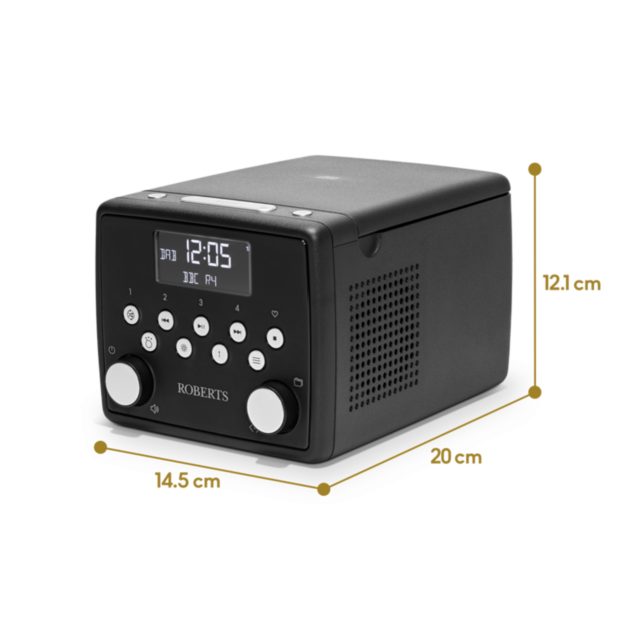 Roberts SOUND 49BK DAB+/FM Bedside Radio W/ CD & Bluetooth. CD And USB Bookmark Stereo Black