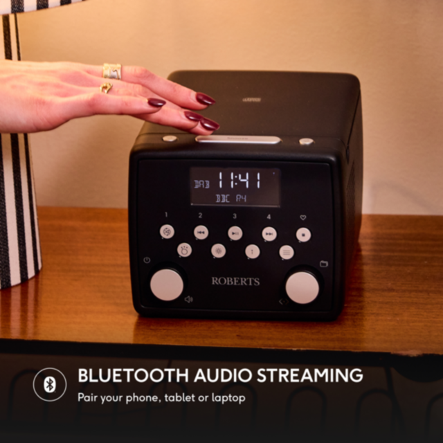 Roberts SOUND 49BK DAB+/FM Bedside Radio W/ CD & Bluetooth. CD And USB Bookmark Stereo Black