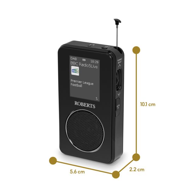 Roberts SPORTSDAB65 DAB/DAB+/FM RDS personal digital radio with full colour LCD Display and Built-In