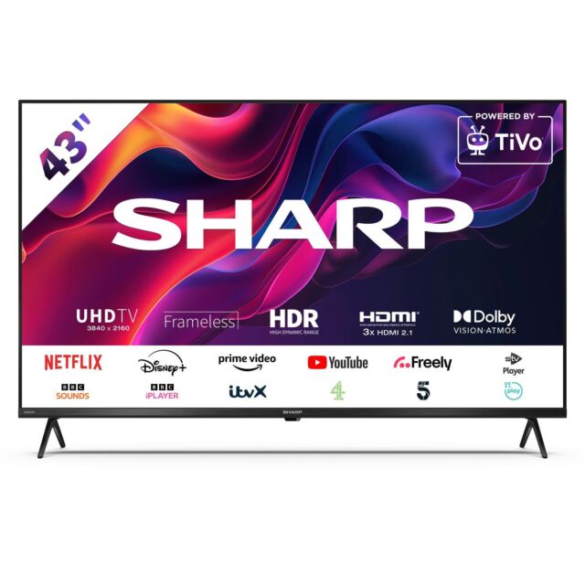 Sharp 4T-C43GM6245KS 43inch 4K UHD Quantum Dot Frameless Smart TiVo TV