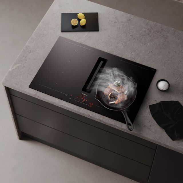 Siemens EX81AHL26E 80 cm inductionAir Plus venting hob, Matt Edition glass, touchSlider control, 2 x