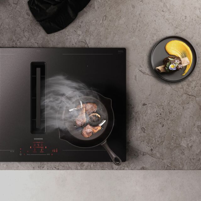 Siemens EX81AHL26E 80 cm inductionAir Plus venting hob, Matt Edition glass, touchSlider control, 2 x