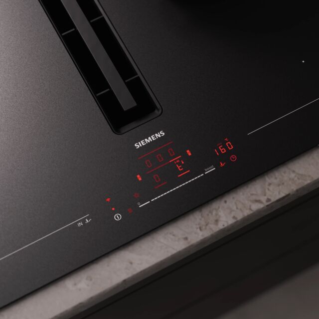 Siemens EX81AHL26E 80 cm inductionAir Plus venting hob, Matt Edition glass, touchSlider control, 2 x