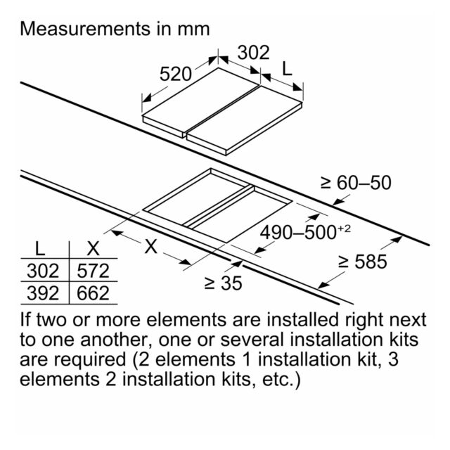 Siemens HZ394301 Connecting strip for use with side trim hobs