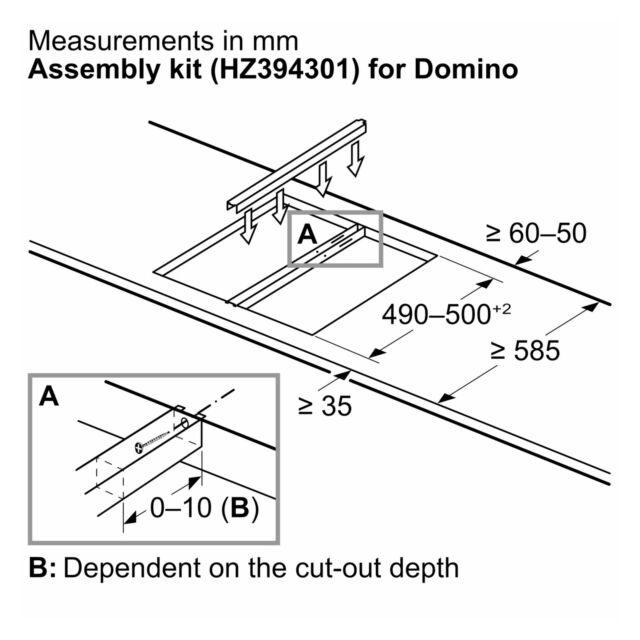 Siemens HZ394301 Connecting strip for use with side trim hobs
