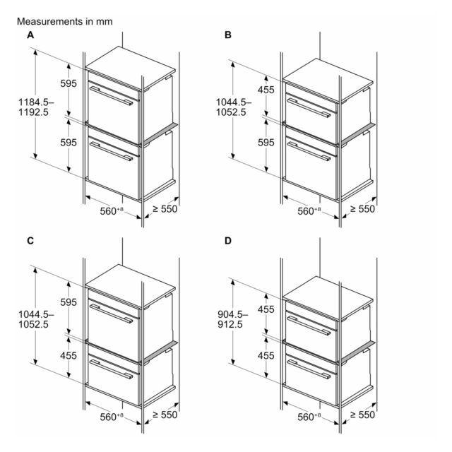 Siemens HZ6BMA00 Metal platform and brackets suited to combinations of iQ700 60 cm Single ovens and 