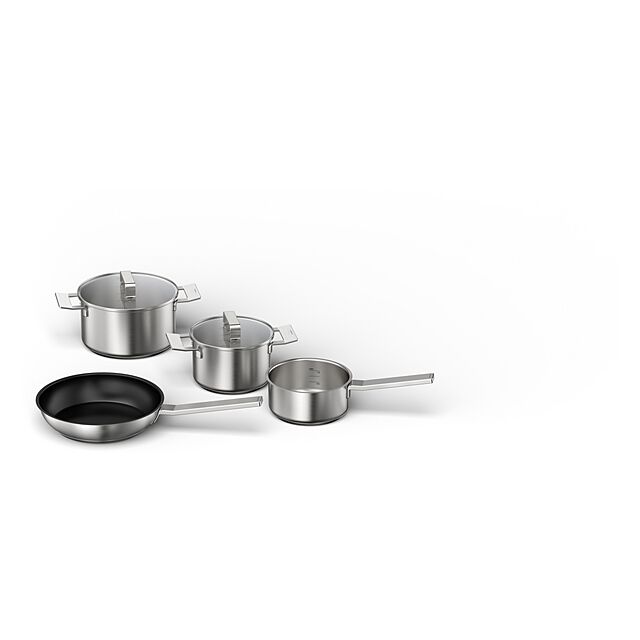 Siemens HZ9SE040 Four piece pan set, suited for induction, radiant ceramic and gas. Consists of 1 x 