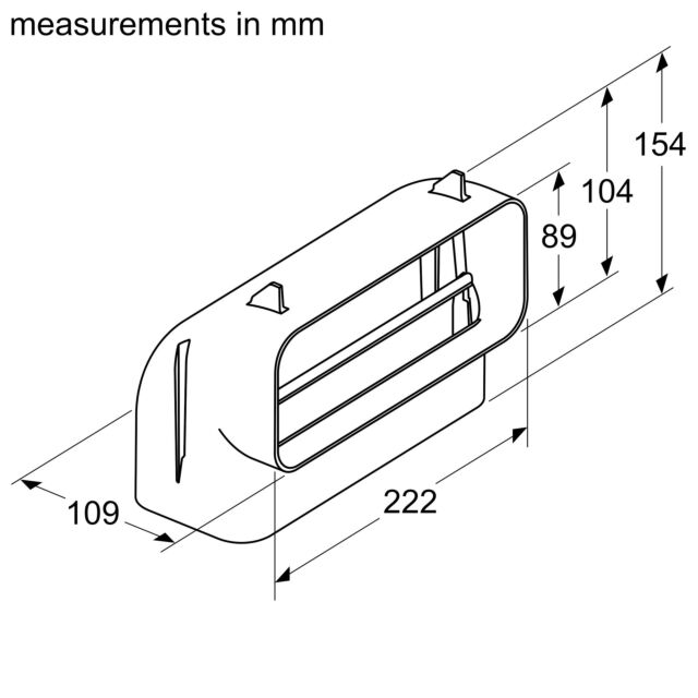 Siemens HZ9VDSB3 Flat channel 90 vertical bend (medium Radius), suitable for worktop depth minimum 
