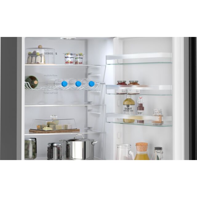 Siemens KG39NXXBF 203x60 noFrost fridge freezer, in-door electronic, hyperFresh, bottle rack, integr