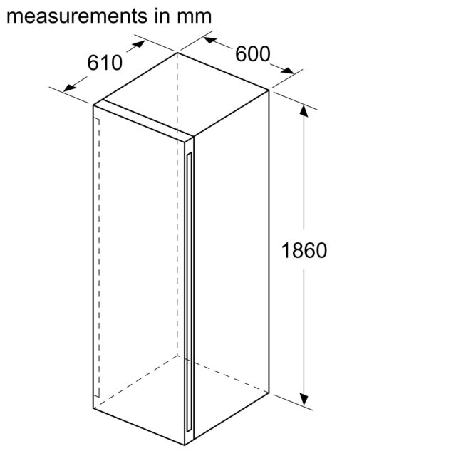 Siemens KW36KATGA 186X60 freestanding wine cabinet with silver coloured reversible glass door, integ
