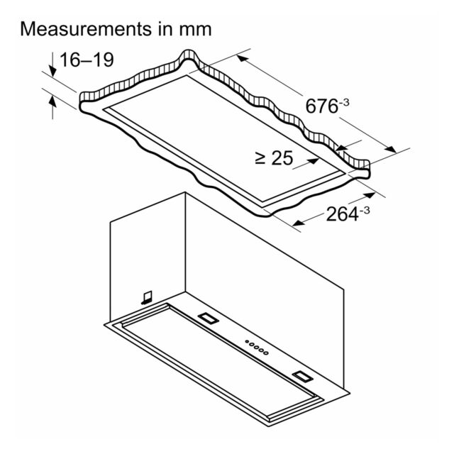 Siemens LB77NAC60B 70cm, 3 speeds + intensive, LED lights. Optional Standard Recirculation Kit LZ557