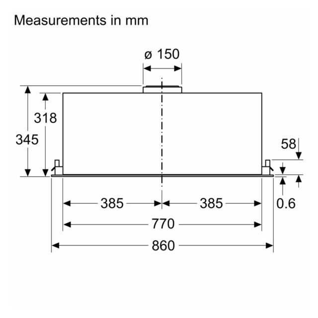 Siemens LB87NAC60B 86cm, 3 speeds + intensive, LED lights. Optional Standard Recirculation Kit LZ557