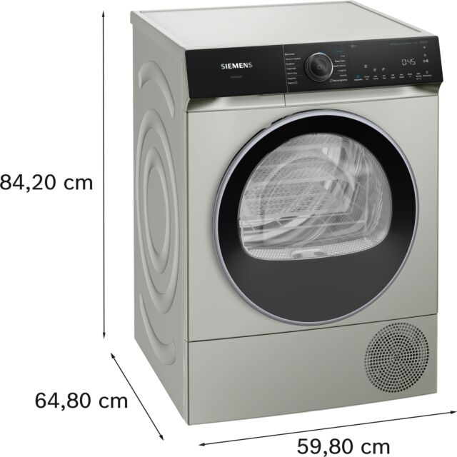 Siemens WQ46H2DXGB Capacity 9kg, Heat Pump dryer, sensor technology, varioSpeed, Home Connect, Chrom