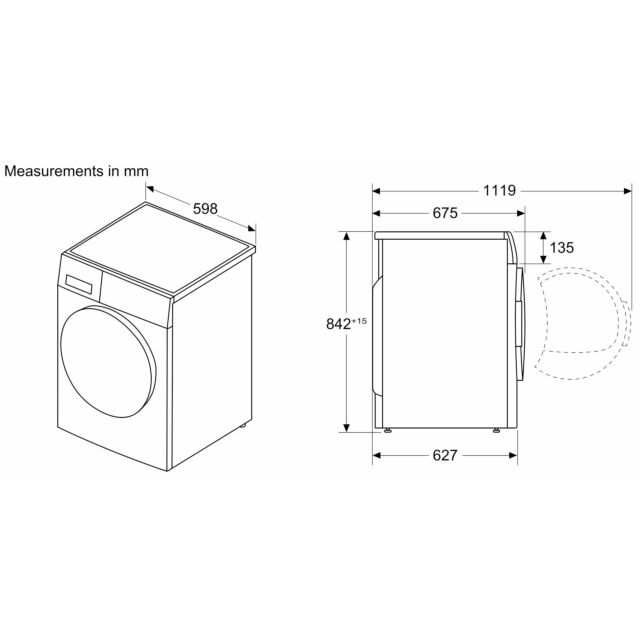 Siemens WR47B2C9GB Capacity 9kg, Heat Pump dryer, sensor technology, varioSpeed, Home Connect, Large