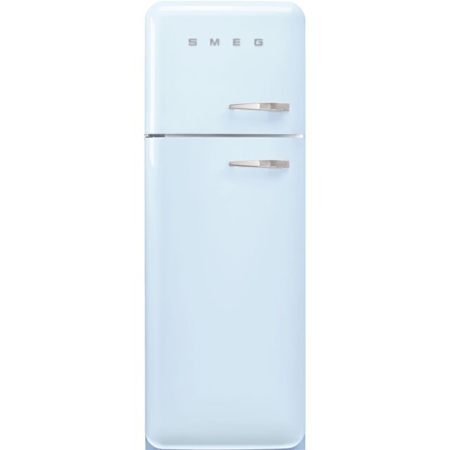 Smeg FAB30LPB5UK 60cm 50s Style Left Hand Hinge Freezer over Fridge Pastel Blue