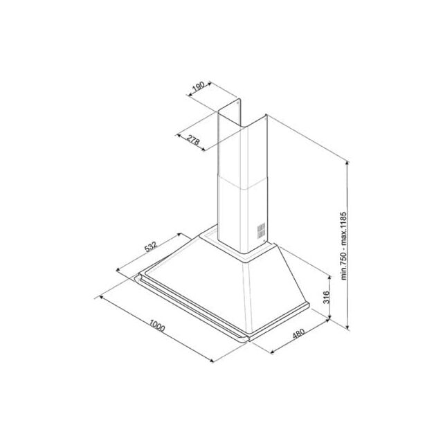 Smeg KT100BLE 100cm Victoria Chimney Hood Black