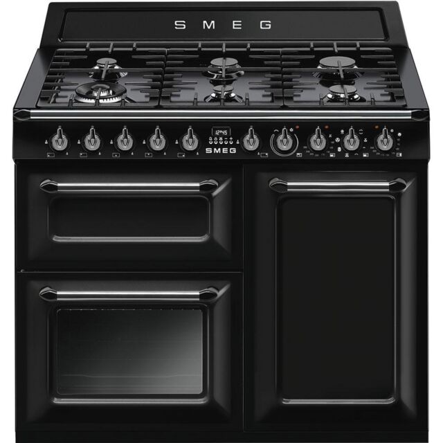 Smeg TR103BL 100cm Victoria Dual Fuel Range Cooker Black