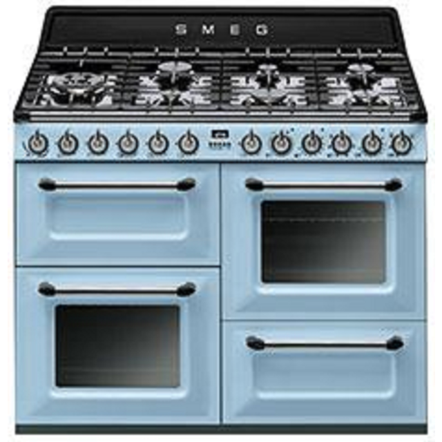 Smeg TR4110AZ 110cm Victoria Dual Fuel Range Cooker Pastel Blue