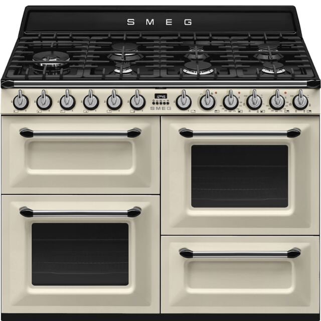 Smeg TR4110P1 110cm Victoria Dual Fuel Range Cooker Cream