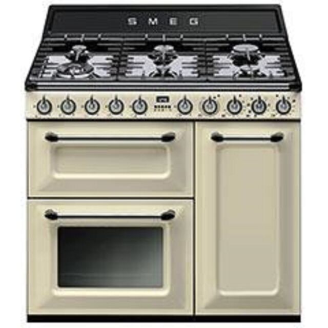 Smeg TR93P 90cm Victoria Dual Fuel Range Cooker Cream