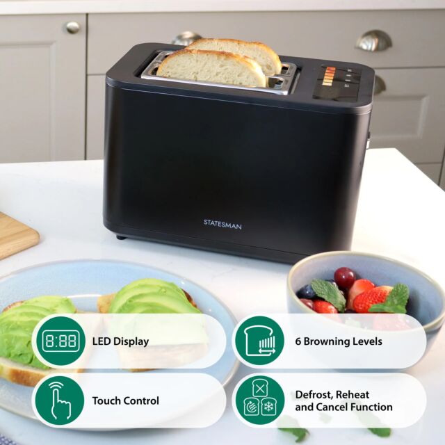 Statesman SKT02918B 2 Slice Digital Toaster Black