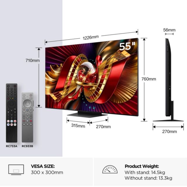 TCL 55C8L-UK 55inch 4K Ultra HD QD-Mini LED Google TV - Black