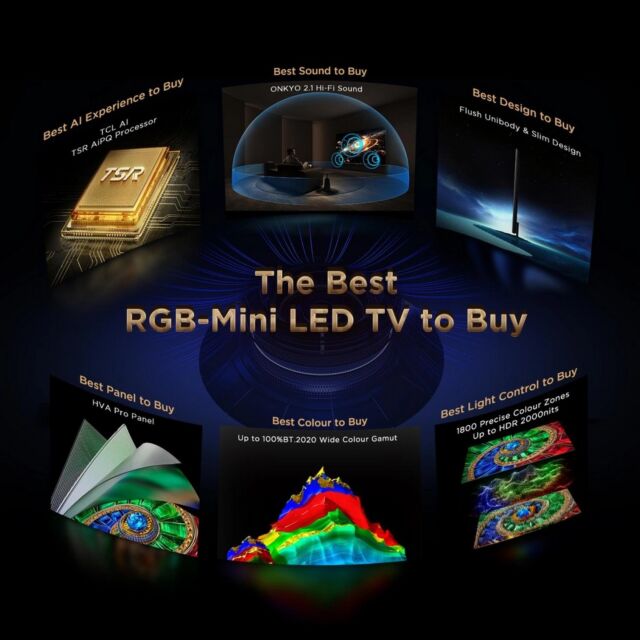 TCL 85RM7L-UK 85inch 4K Ultra HD RGB MINI LED Google TV - Black