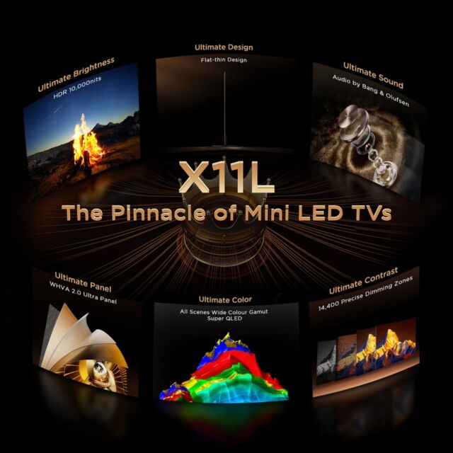 TCL 85X11L-UK 85inch 4K Ultra HD SQD MINI LED Google TV - Black