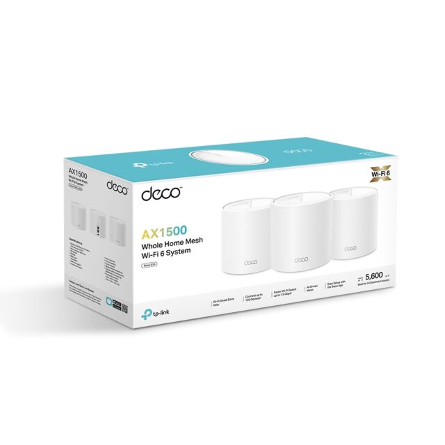 TP-LINK DECOX1500 Whole Home Mesh Wi-Fi 6 System - White