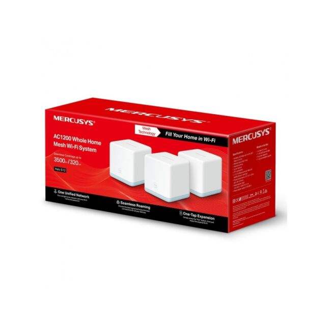 TP-LINK HALOS123PACK Mercusys Ac1200 Home Mesh Wi-Fi System (3 Pack)-Wsl
