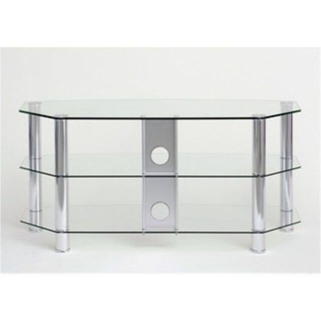 TTAP C303C-800-3CC 800mm Chrome Legs, Clear Curved Glass, Cable Management, 3 Shelves