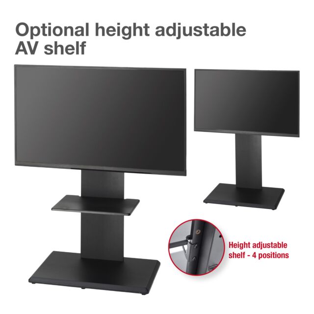 TTAP FS2-BLK Black Pedestal TV Stand, Height Adj, Swivel, 600 x 400 vesa, up to 70inch